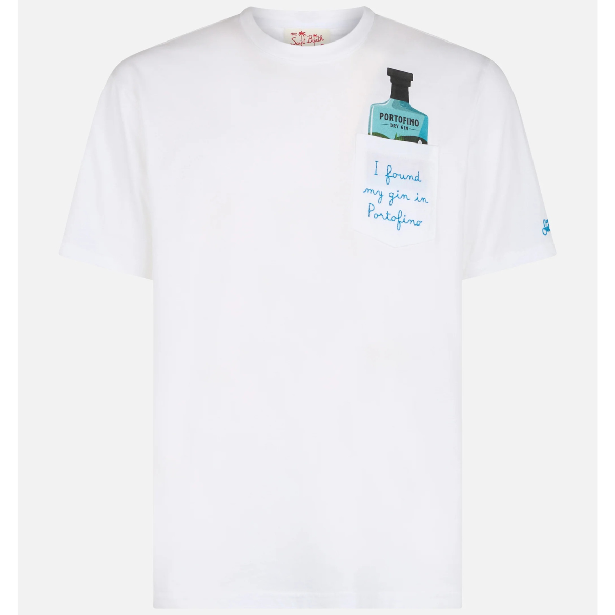 Mc2 Saint Barth T-Shirt in Cotone con Taschino e Ricamo