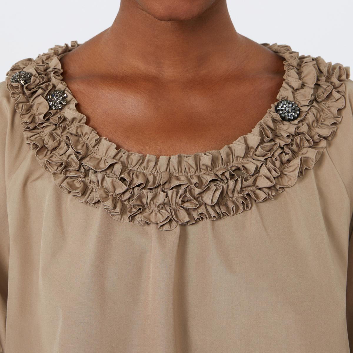 Max Mara Blusa in Cotone con Rouches Oriana Donna Tortora