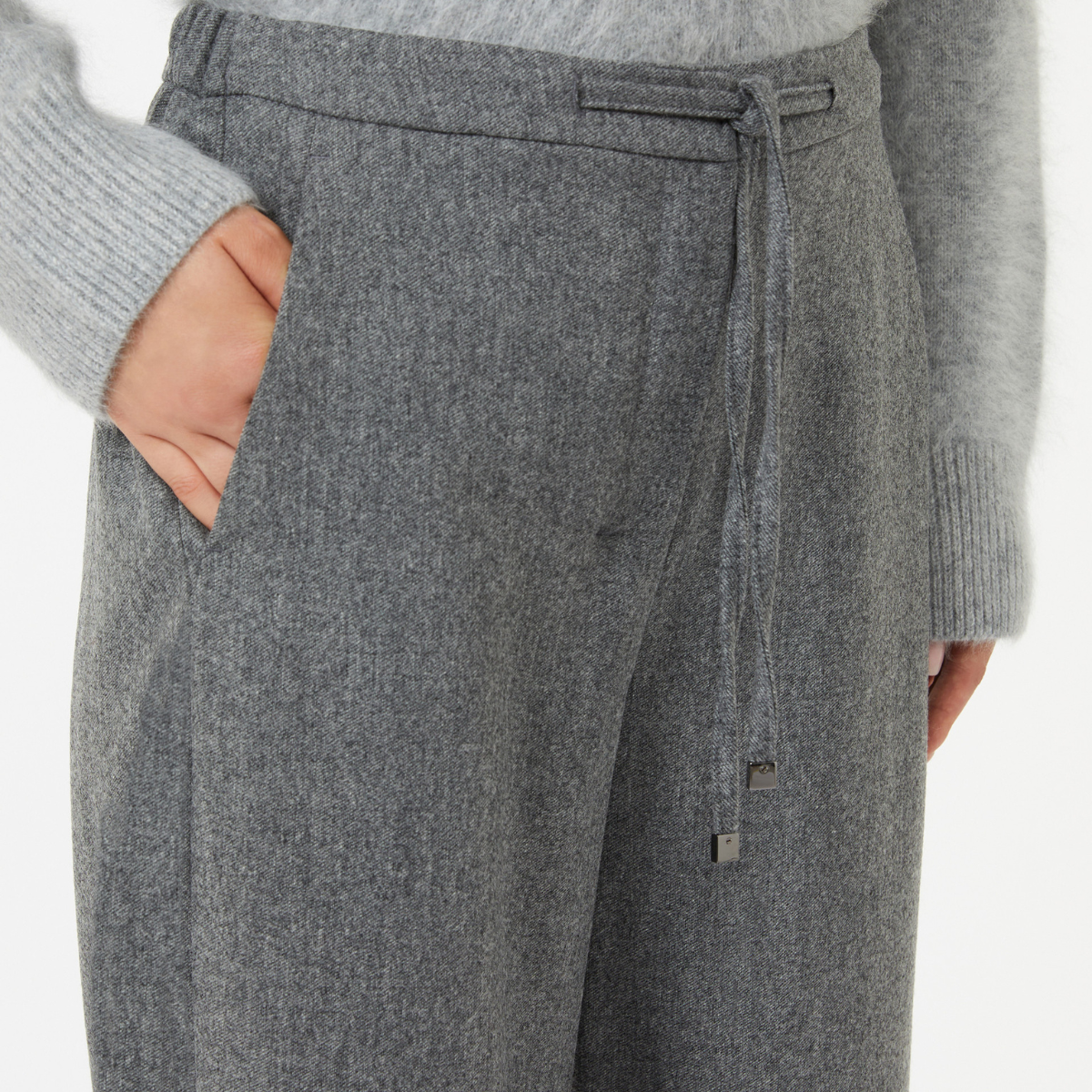 Max Mara Pantalone in Lana Floria Donna Grigio Medio