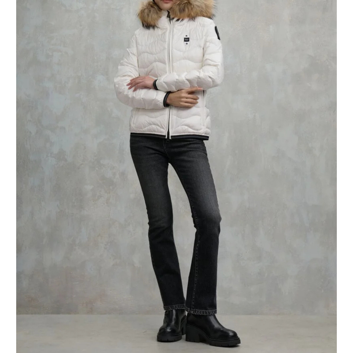 Blauer Piumino con Bordi in Pelliccia Aldie Donna Bianco Ottico