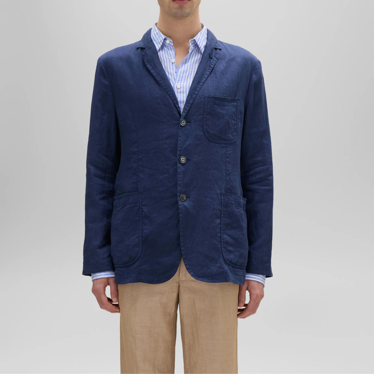 Aspesi Blazer in Lino Uomo Samuraki Blu Navy