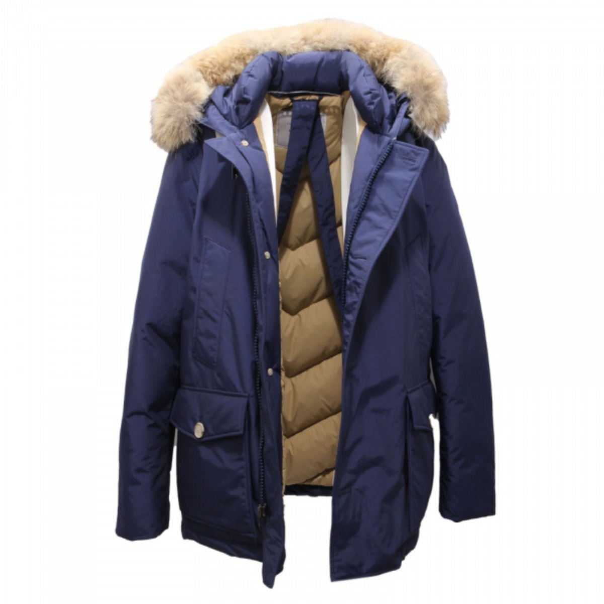 Woolrich Parka Corto Uomo Arctic Detachable Fur Anorak Blu Iris