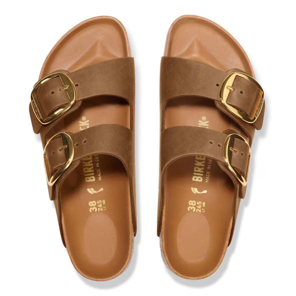 Birkenstock Sandalo in Pelle Oleata Arizona Big Buckle Donna Cognac