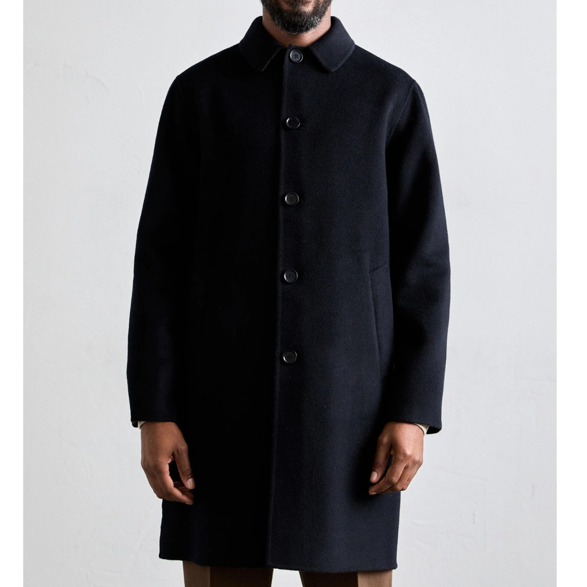 Aspesi Cappotto in Lana Double Virtuoso Uomo Nero e Biscotto