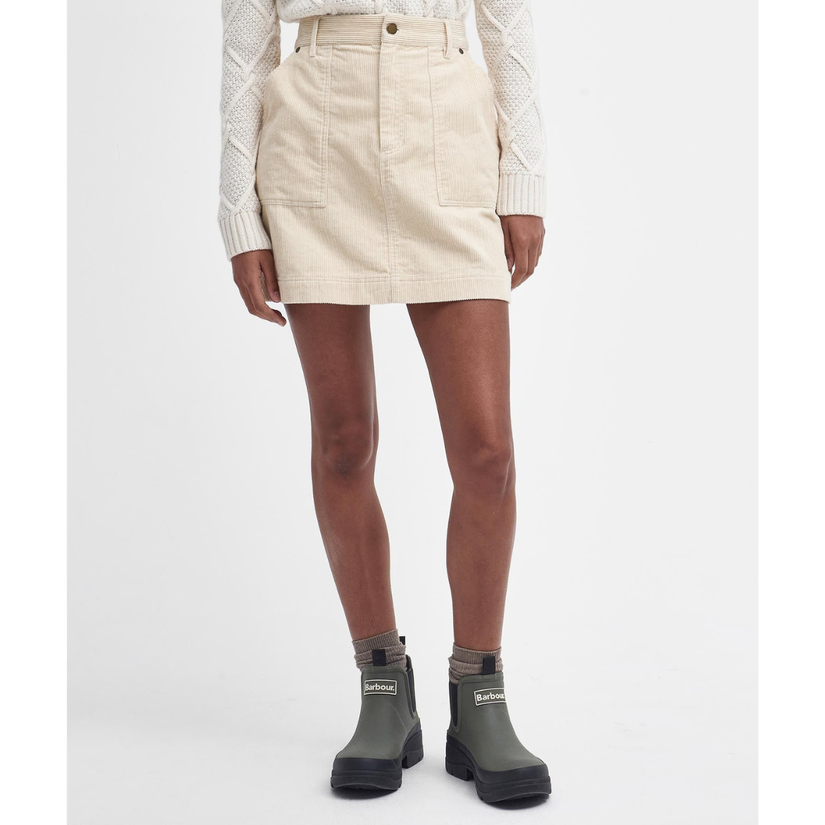 Barbour Minigonna in Velluto a Coste Donna Anya Pepe Bianco