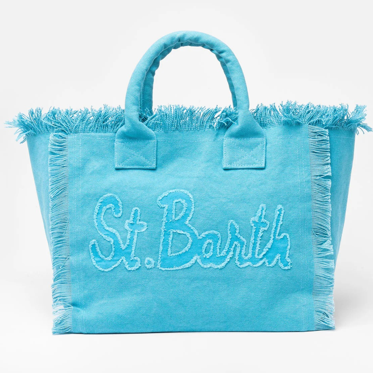 Mc2 Saint Barth Borsa Tote in Tela di Cotone con Toppa con Logo Vanity Donna Azzurro