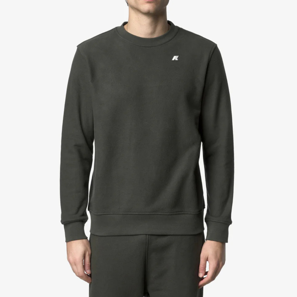 K-Way Felpa in Cotone Baptiste Heavy Fleece Uomo Green Blackish