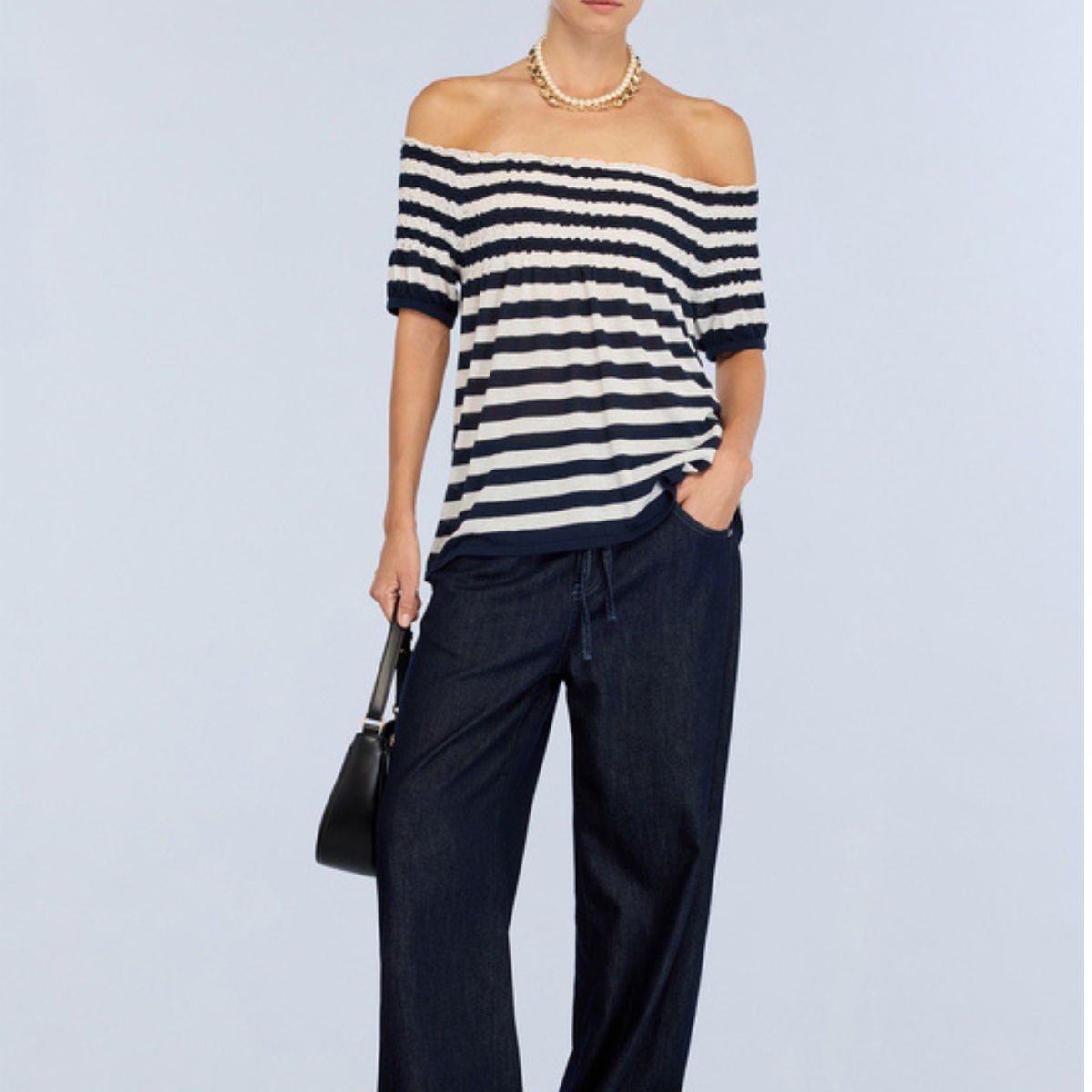 Semicouture Maglia in Cotone a Righe Ginny Donna Marine e Milk