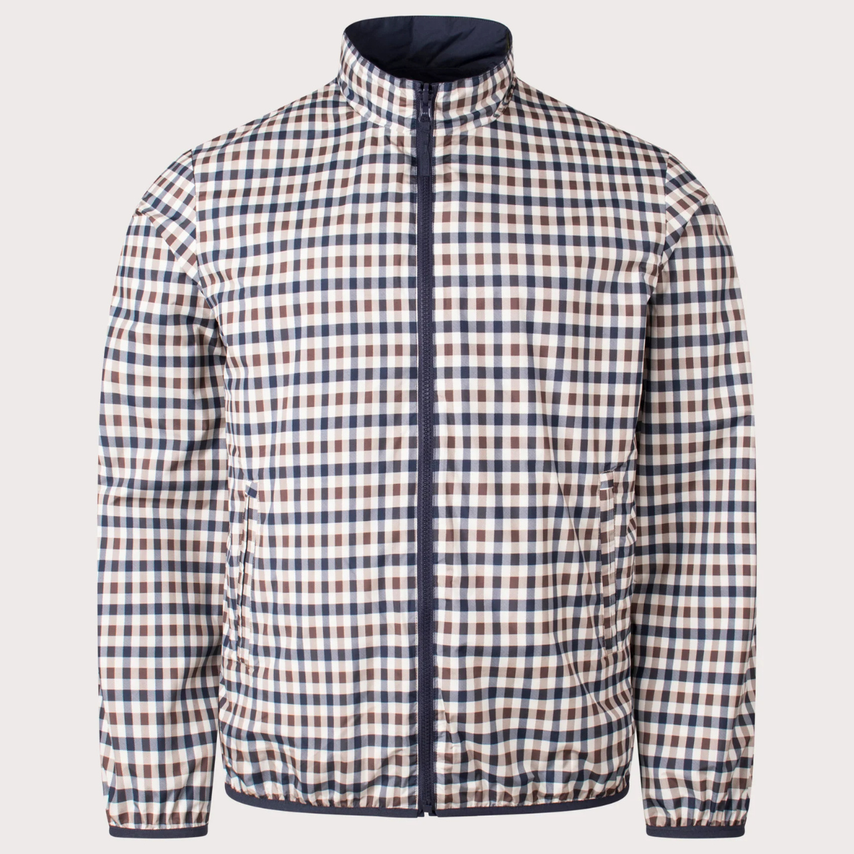 Aquascutum Giacca Reversibile a Collo Alto Uomo Mock Neck Sailor Blu Navy