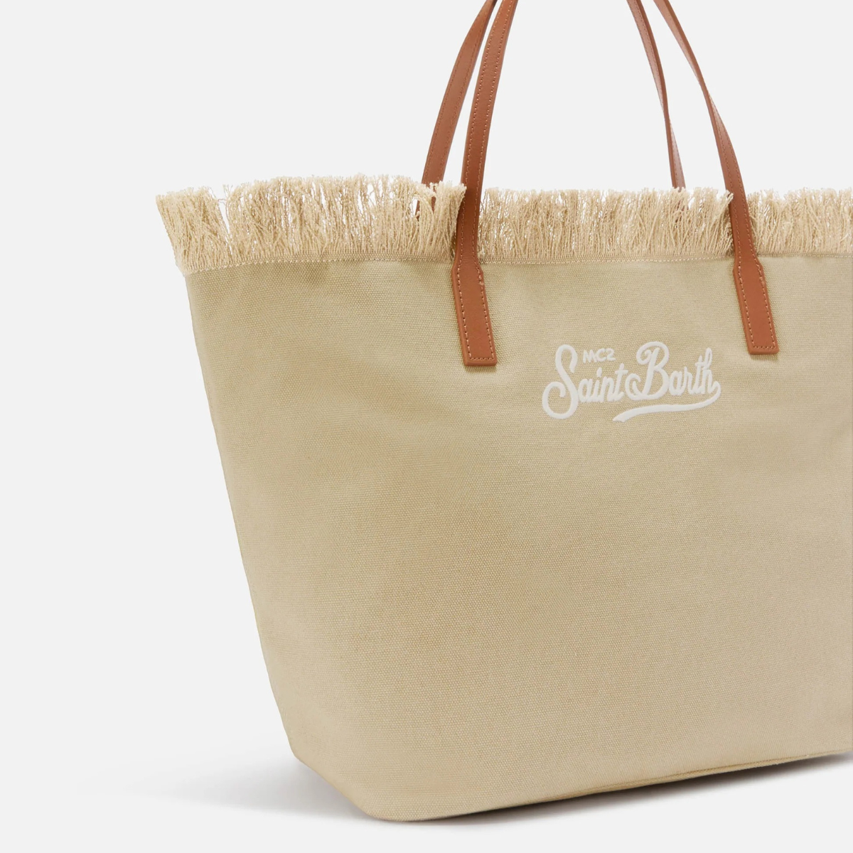 Mc2 Saint Barth Borsa in Canvas City Regular con Frange Beige