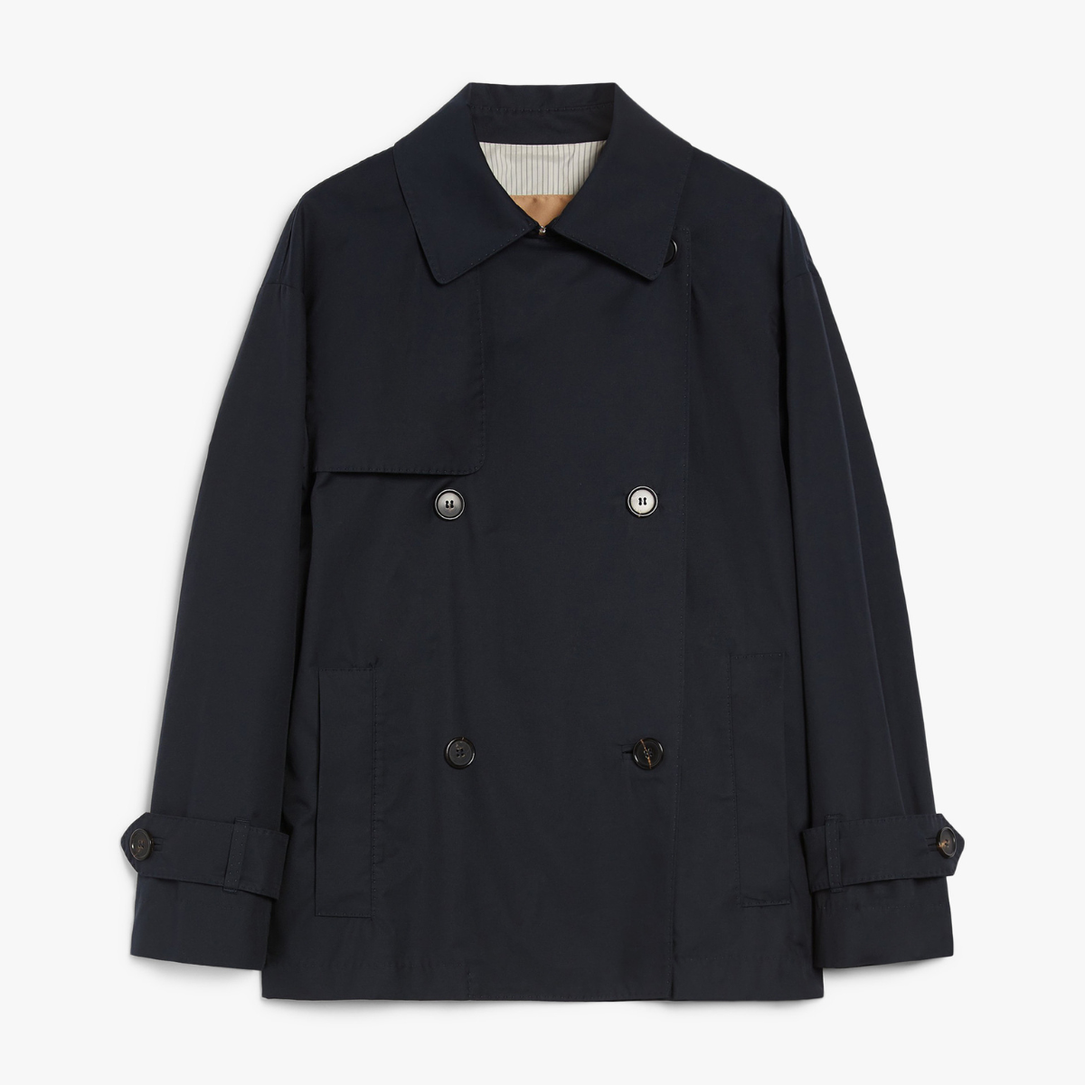 Max Mara Trench Corto in Twill Antigoccia Donna Zeno Blu Marino