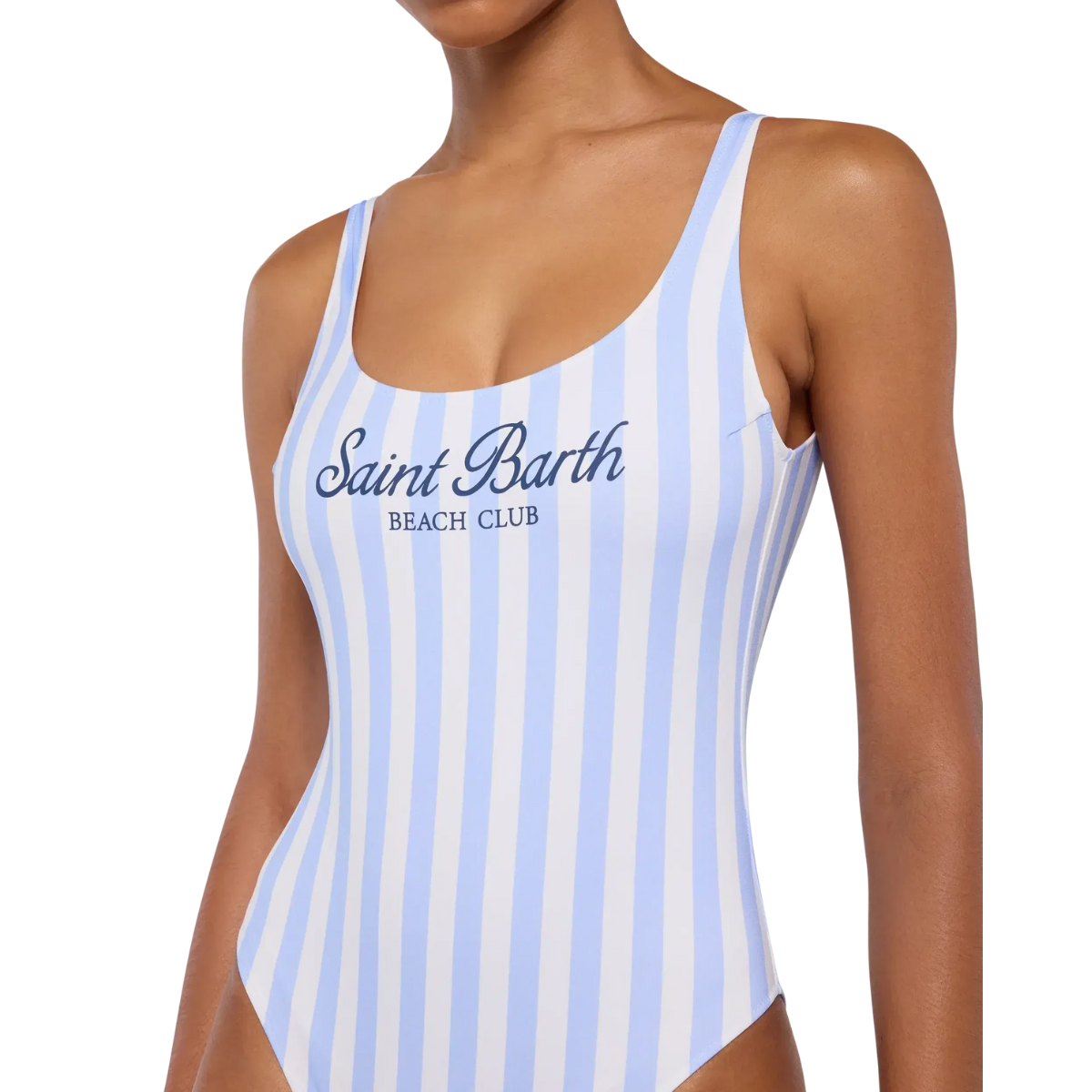 Mc2 Costume Intero con Stampa a Righe Lora Donna SB Beach Stripes Azzurro