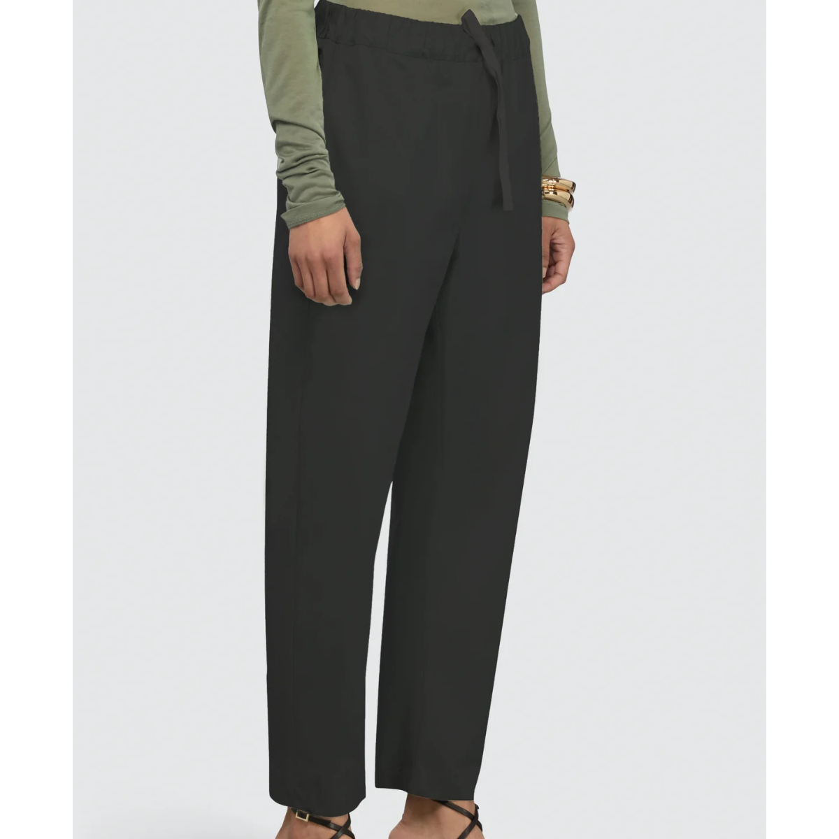 Semicouture Pantalone in Popeline di Cotone Buddy Donna Nero