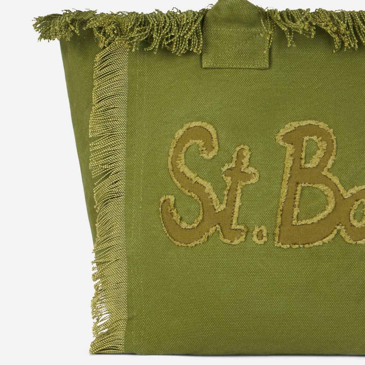 Mc2 Saint Barth Borsa Tote in Tela di Cotone con Toppa con Logo Vanity Donna Verde