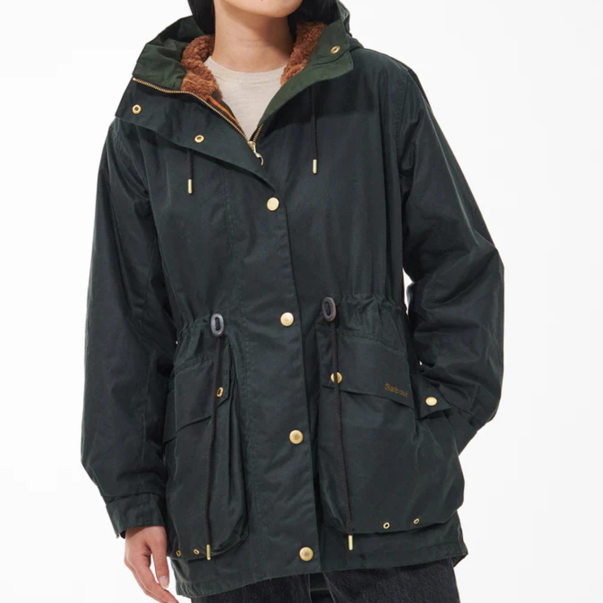 Barbour Giacca Cerata Imbottita Donna Grantley Wax Verde Oliva