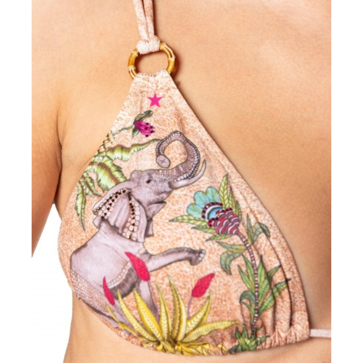 Pin Up Costume Bikini a Triangolo in Lycra Donna Stampa Safari Naturale
