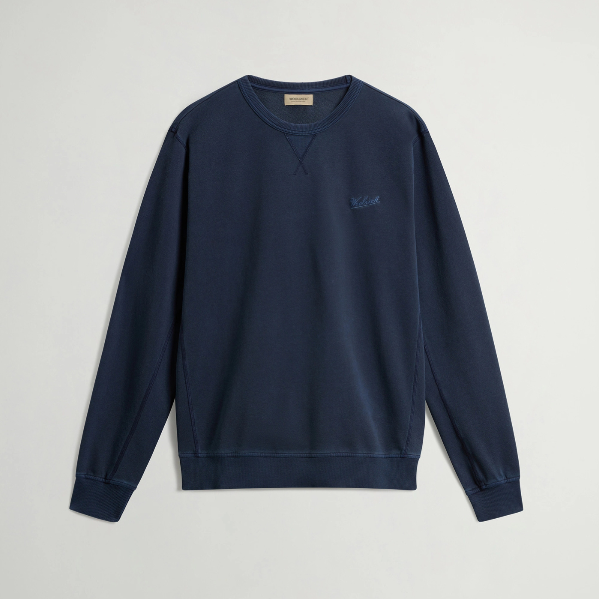 Woolrich Felpa Girocollo in Cotone Uomo Garment Dream Blue