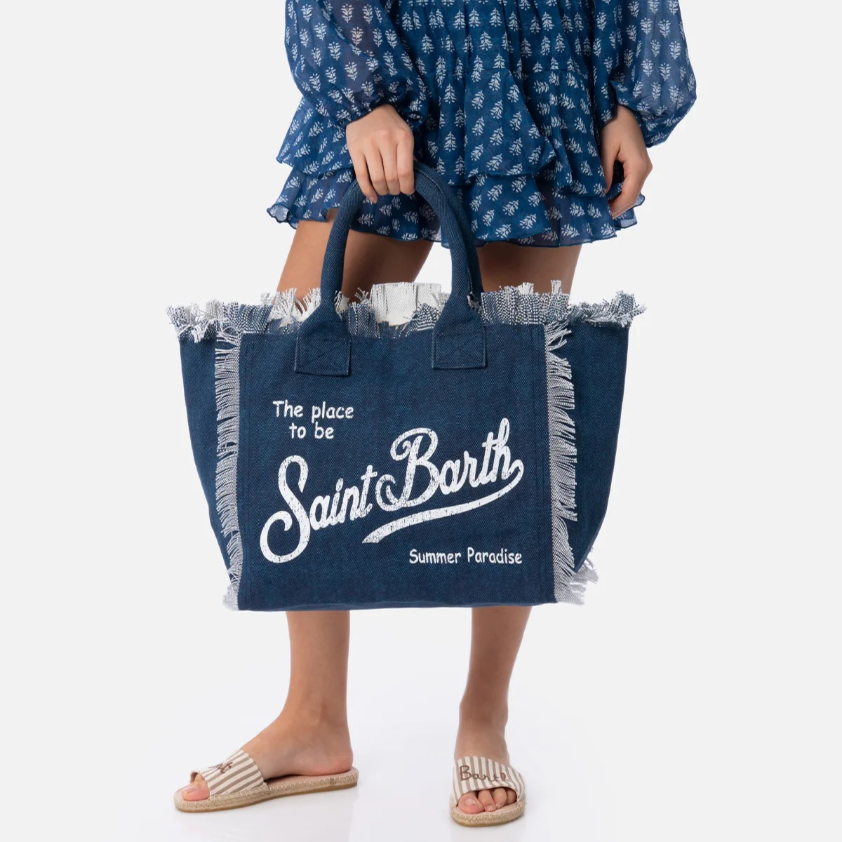 Mc2 Saint Barth Borsa a Spalla in Canvas di Cotone Vanity Donna Indigo