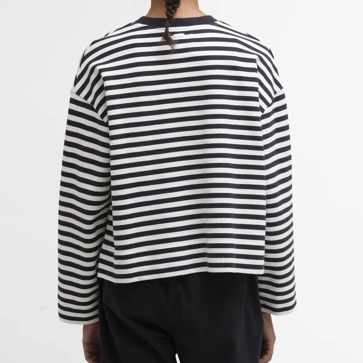 Barbour Felpa in Cotone a Righe Gabby Donna Blu e Bianco