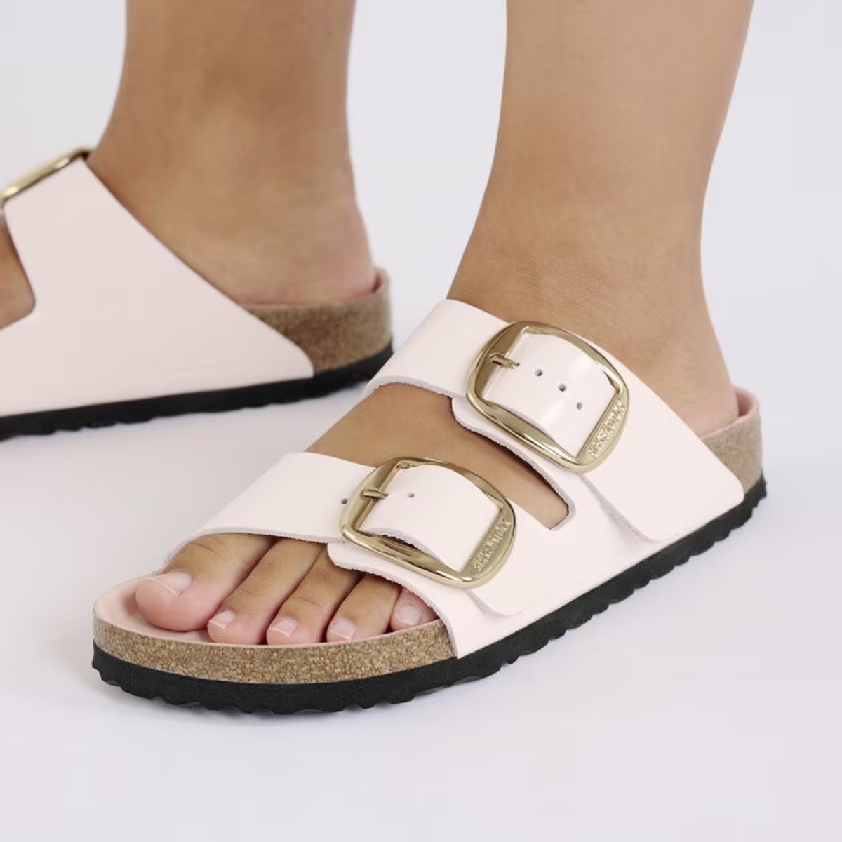 Birkenstock Sandalo in Pelle Naturale Vernice Arizona Big Buckle Donna Light Rose