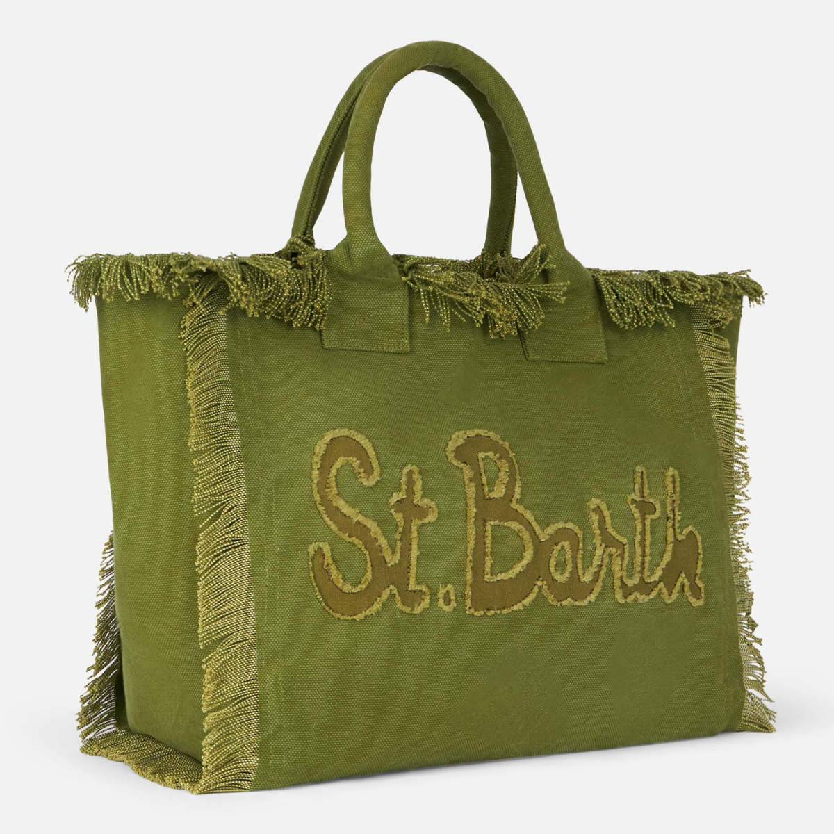 Mc2 Saint Barth Borsa Tote in Tela di Cotone con Toppa con Logo Vanity Donna Verde