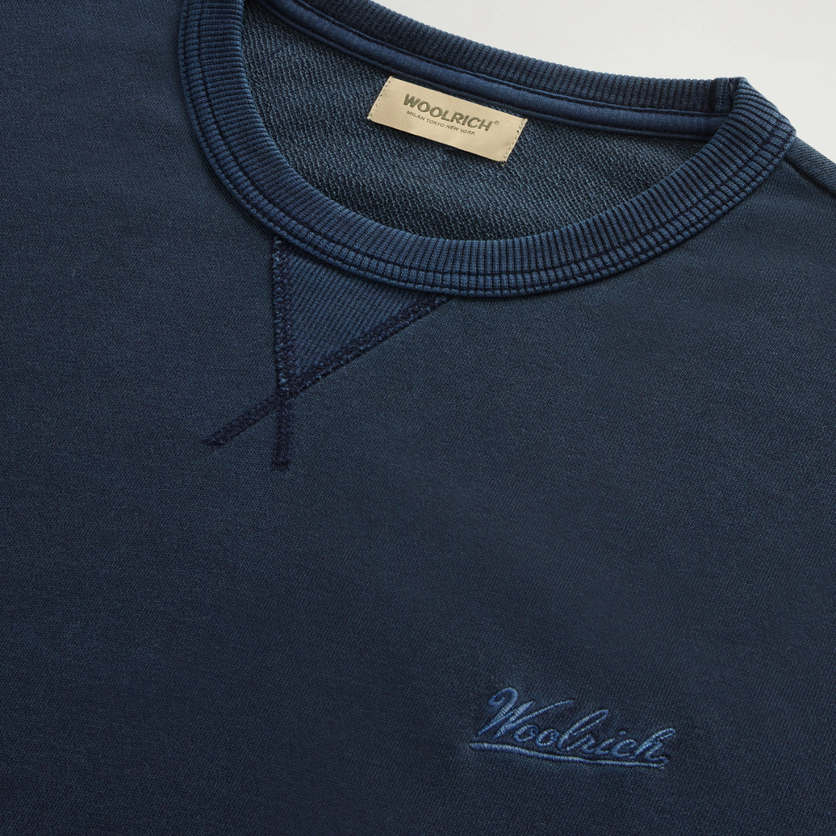 Woolrich Felpa Girocollo in Cotone Uomo Garment Dream Blue