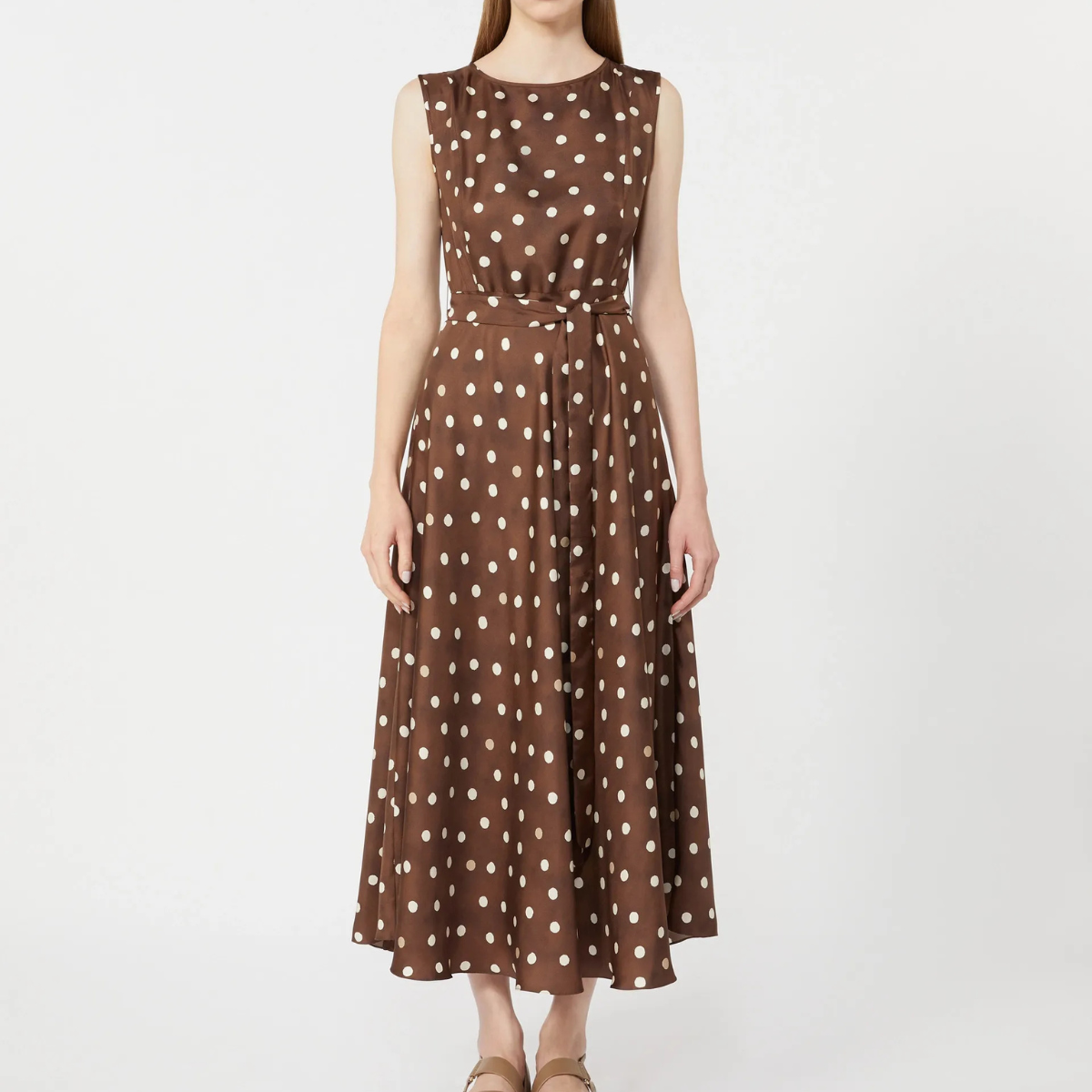 Max Mara Abito in Twill Fantasia Pois SMMMartina Donna Marrone