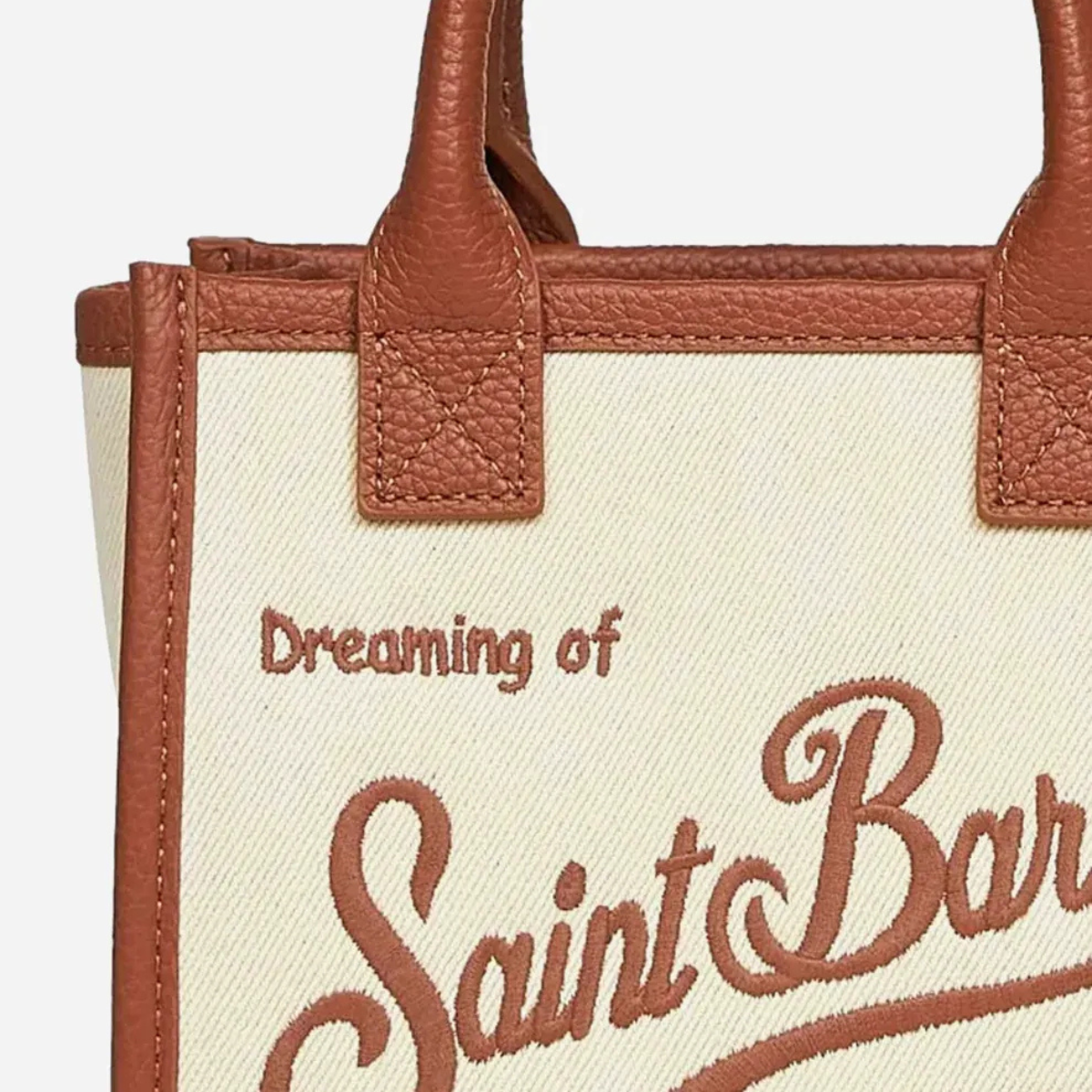 Mc2 Saint Barth Borsa Vanity Mini in Pelle e Canvas Beige