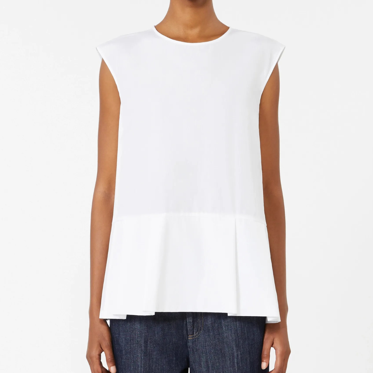 Max Mara Top in Popeline di Cotone SMMBrava Donna Bianco