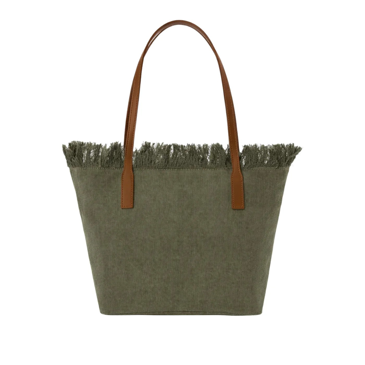Mc2 Saint Barth Borsa Shopper City Medium in Canvas di Cotone Verde Militare