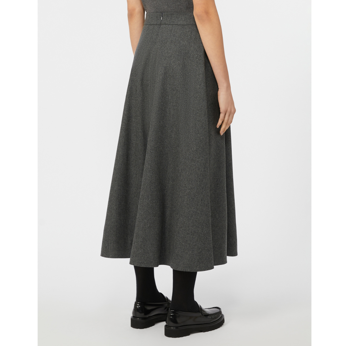 Max Mara Gonna in Flanella di Lana Betulla Donna Grigio