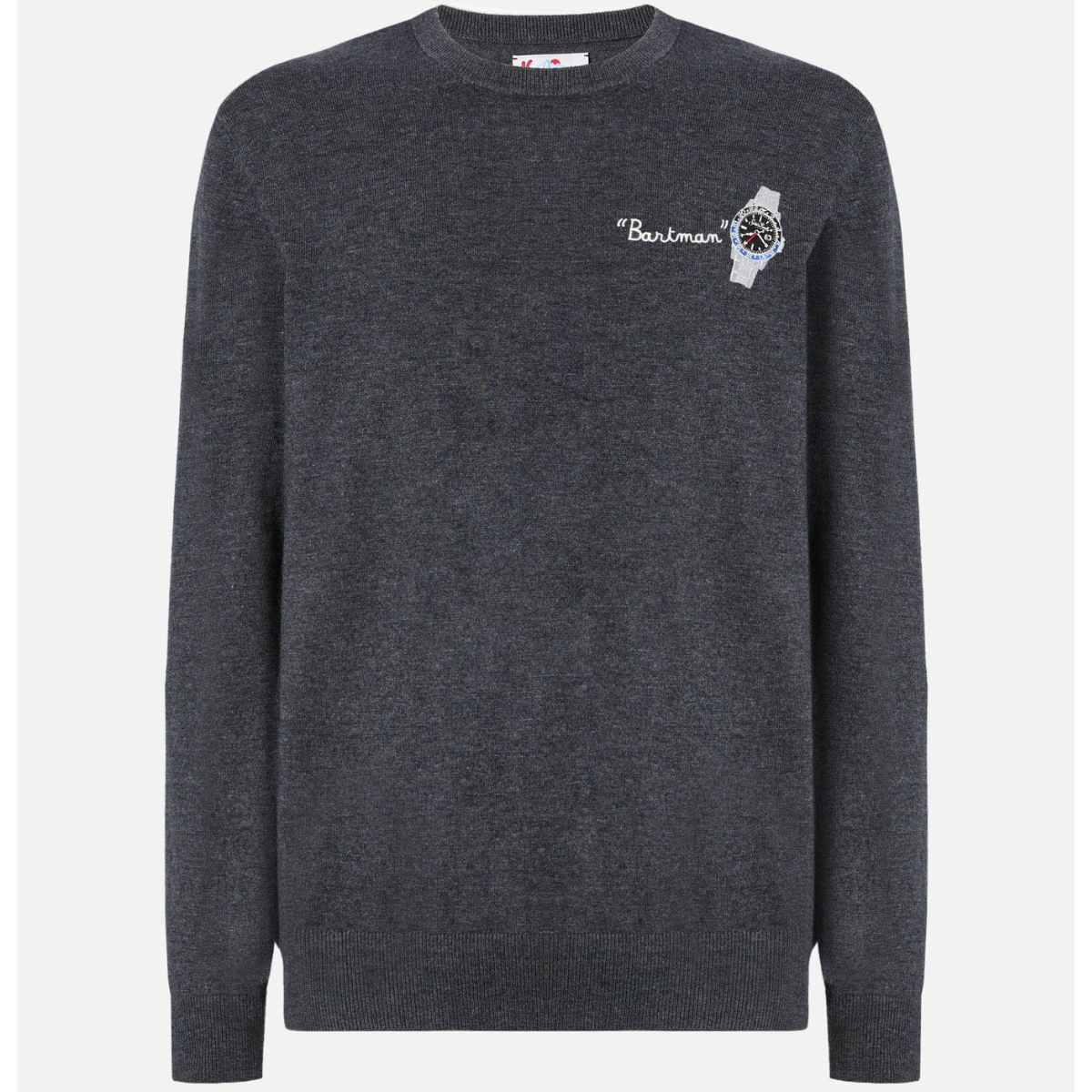 Mc2 Saint Barth Maglione in Lana Heron Light con Ricamo Bartman Uomo Grigio