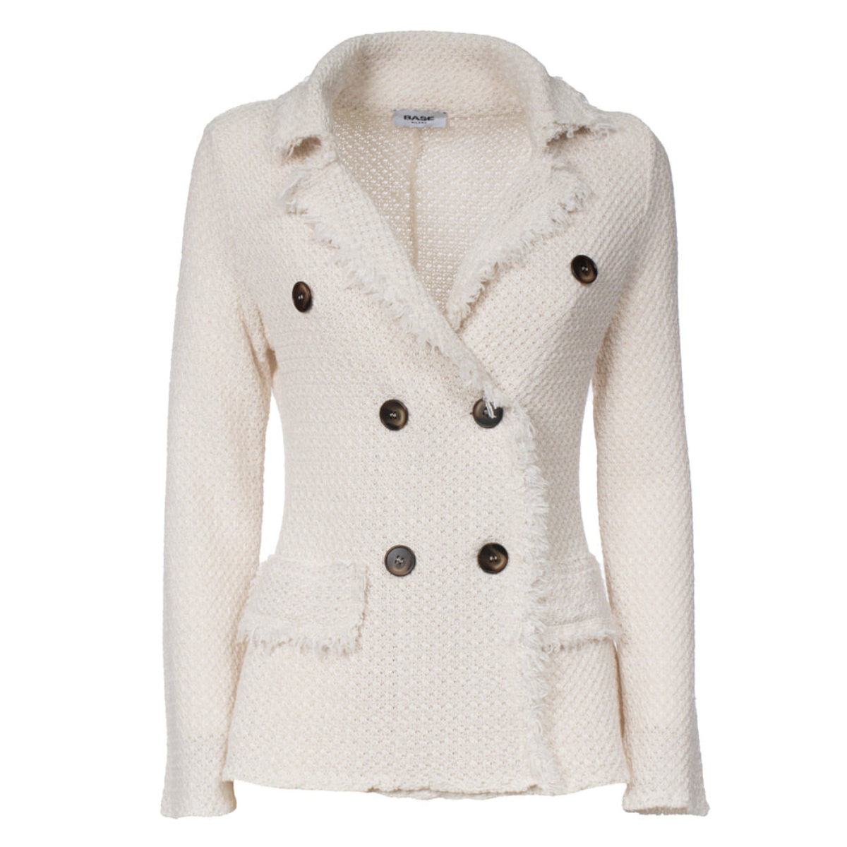 Base Milano Giacca in Cotone Doppiopetto Donna Bianco