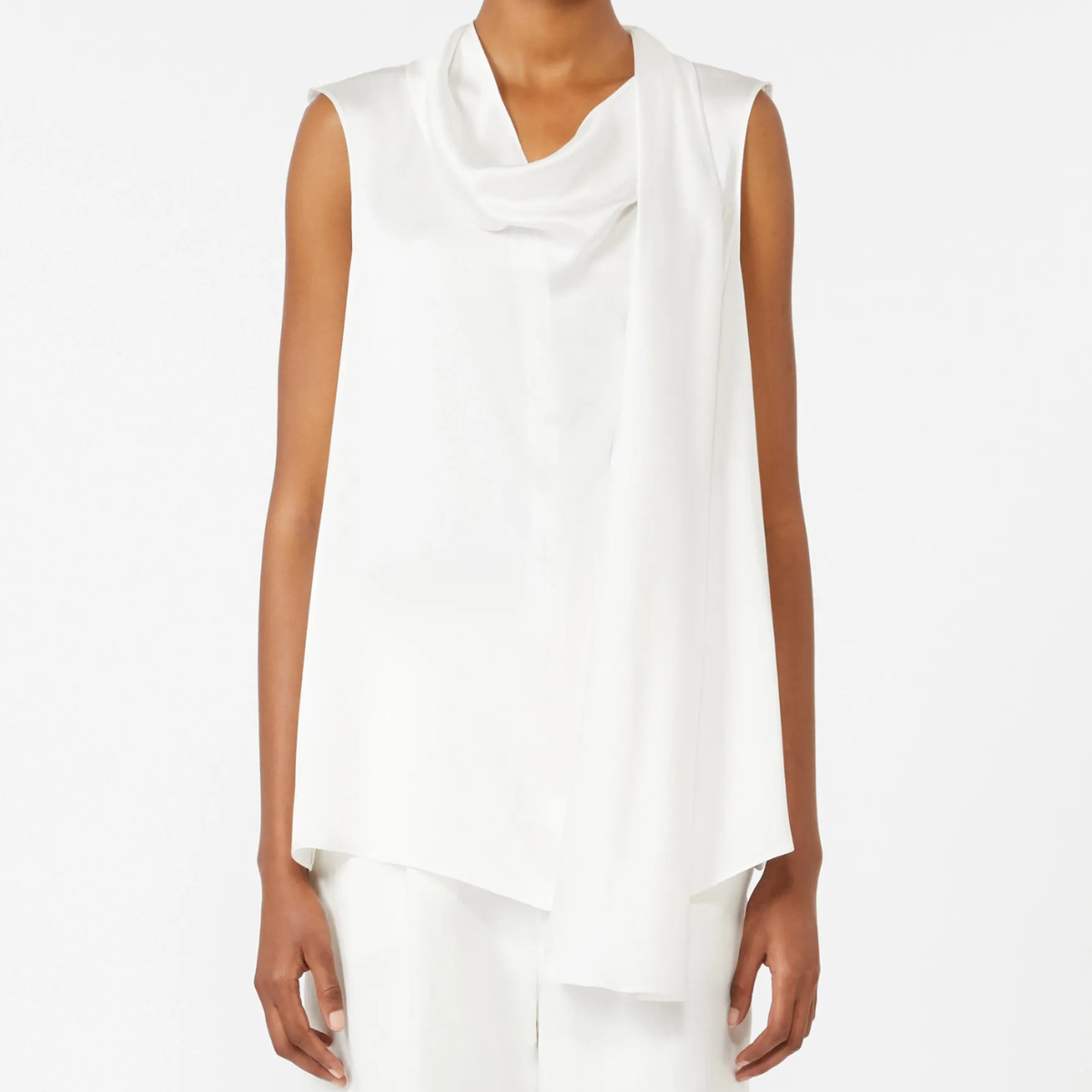 Max Mara Top in Raso di Seta SMMDry Donna Bianco