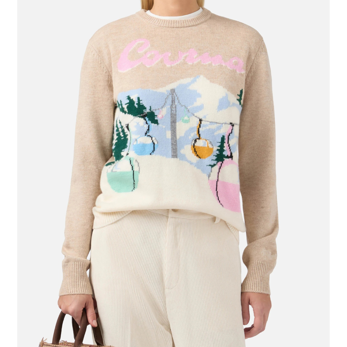 Mc2 Saint Barth Maglione in Misto Cashmere New Queen Apres Ski Card Donna Beige