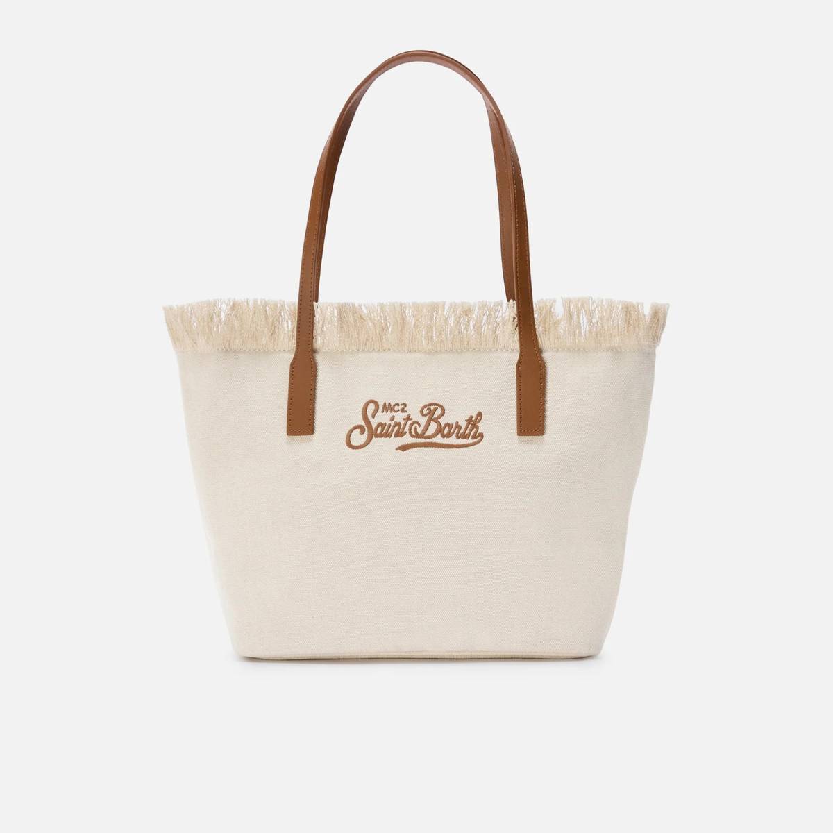 Mc2 Saint Barth Borsa Shopper City Medium in Canvas di Cotone Burro