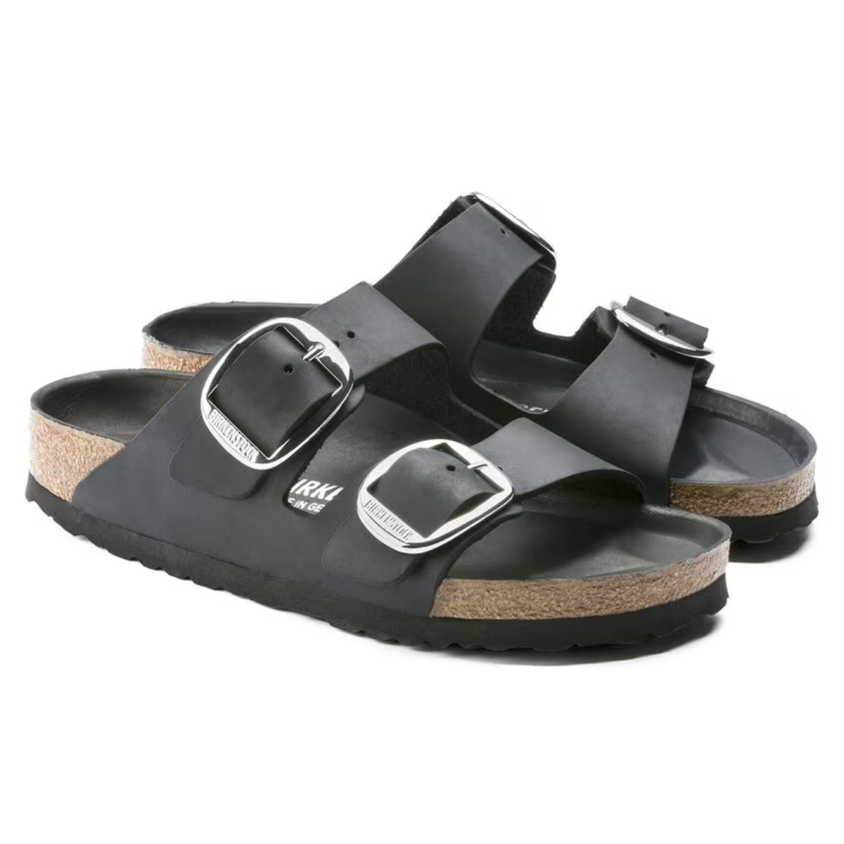 Birkenstock Sandalo in Pelle Oleata Arizona Big Buckle Donna Nero