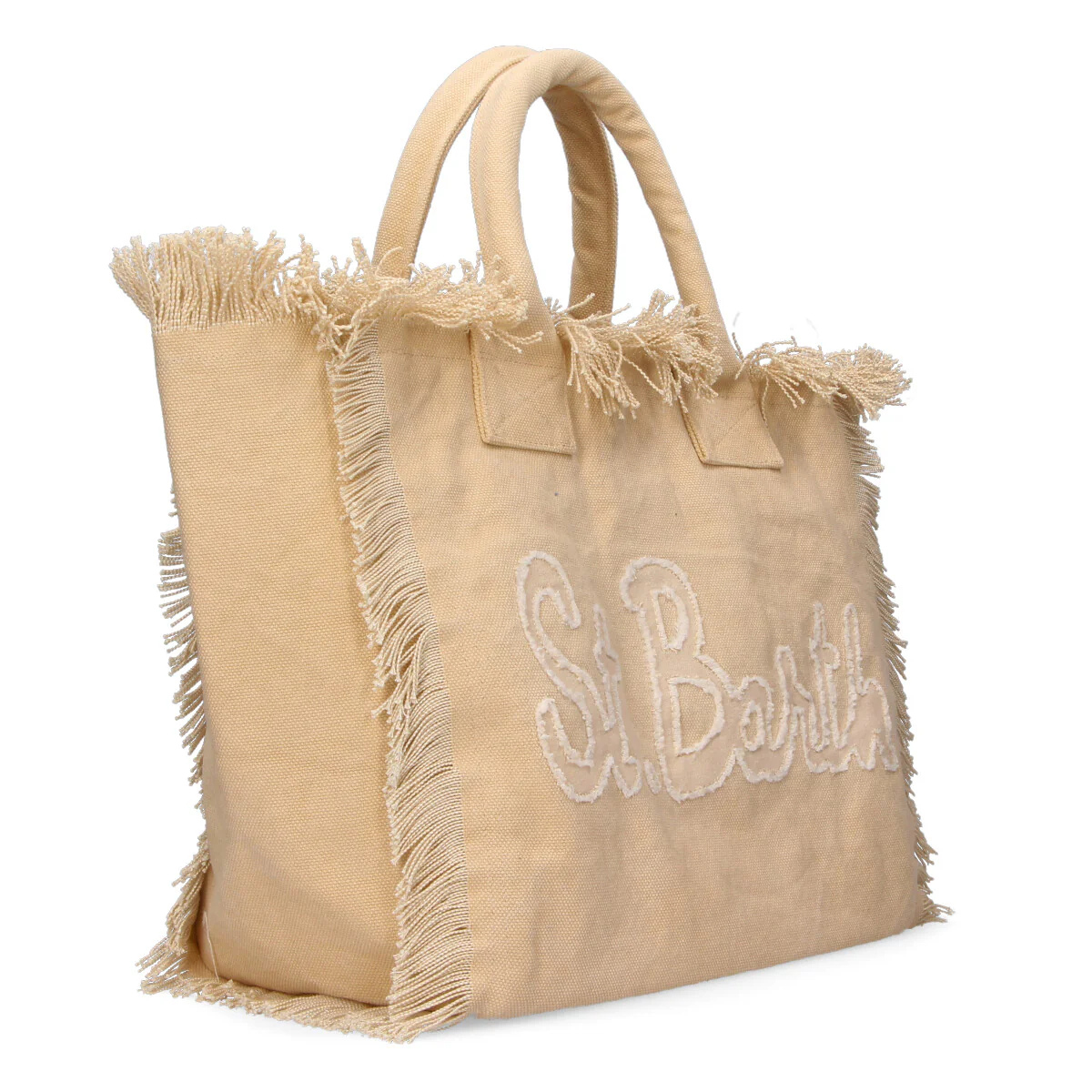 Mc2 Saint Barth Borsa Tote in Tela di Cotone con Toppa con Logo Vanity Donna Beige