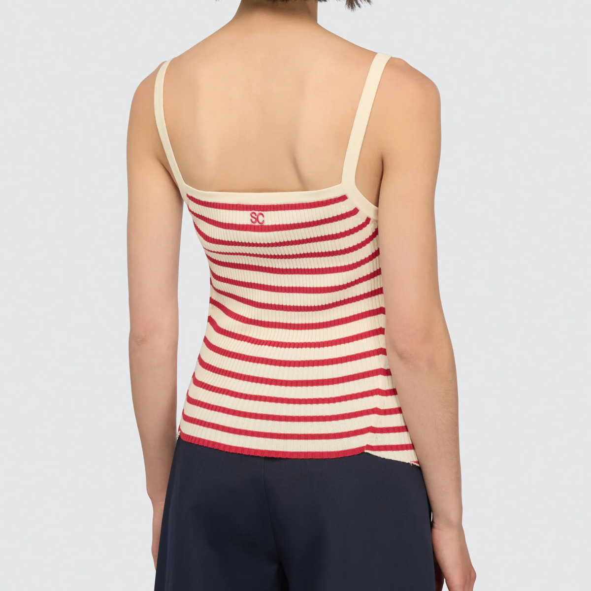 Semicouture Canotta in Cotone a Righe Begonia Donna Lana e Tulipano