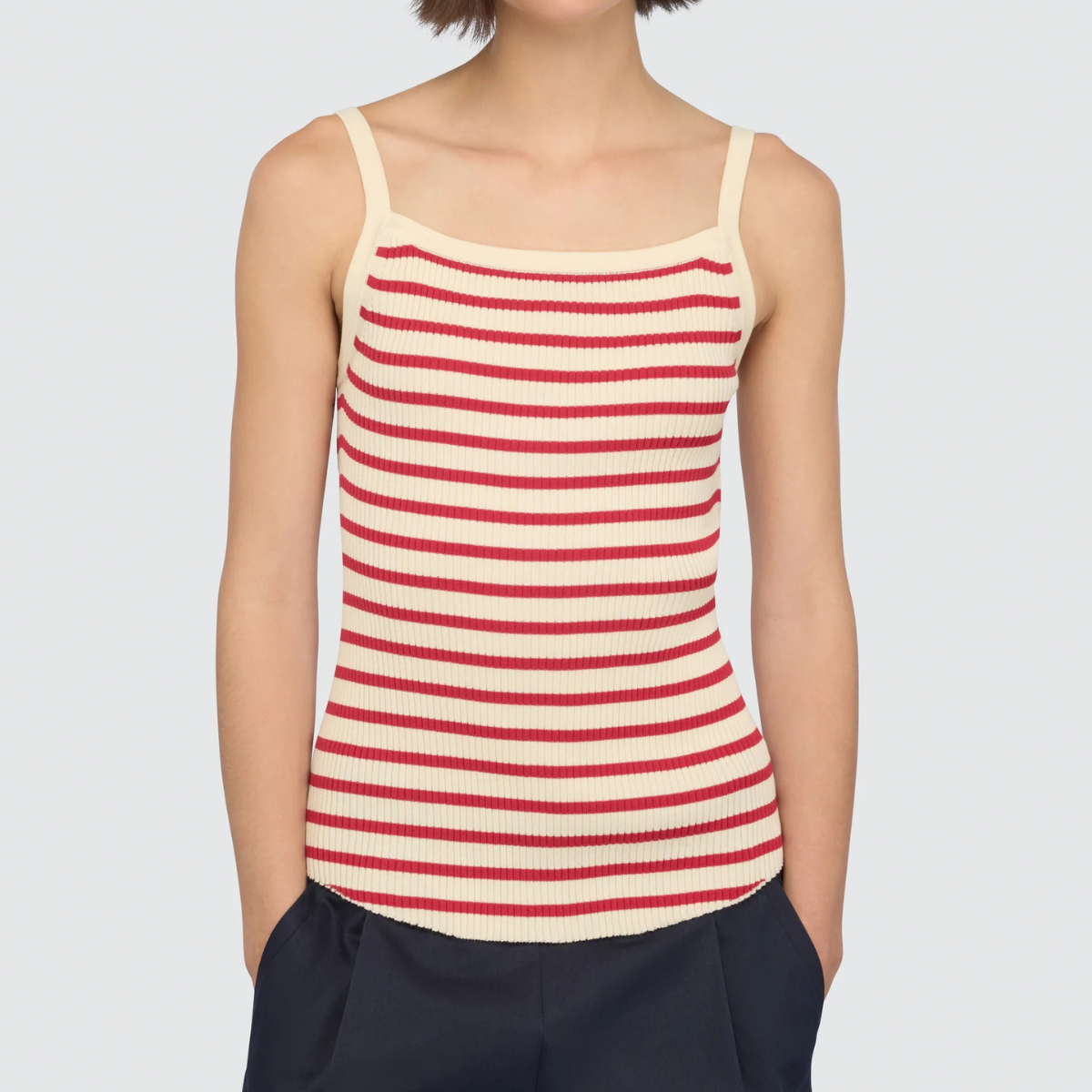 Semicouture Canotta in Cotone a Righe Begonia Donna Lana e Tulipano