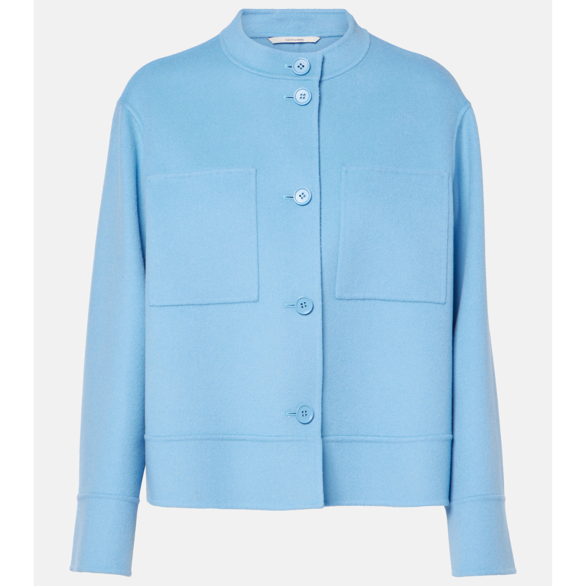 Max Mara Giacca Crop in Lana Donna Susanna Celeste