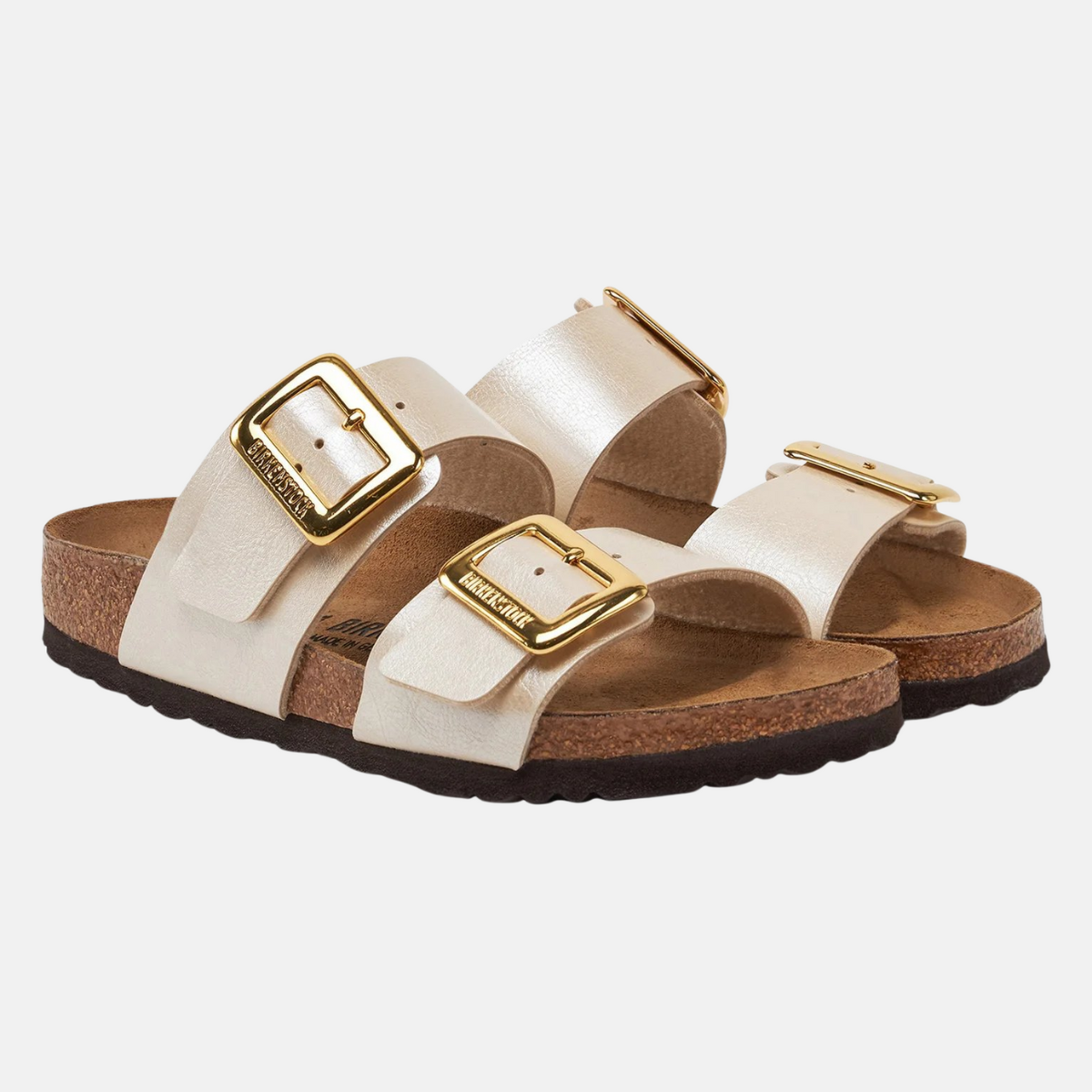 Birkenstock Sandalo Sydney Cushion Buckle in Pelle Donna Pearl White