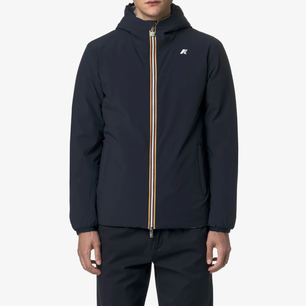 K-Way Giacca Antivento Reversibile Uomo Jack St Warm Double Blue Depth e Beige Cashmere
