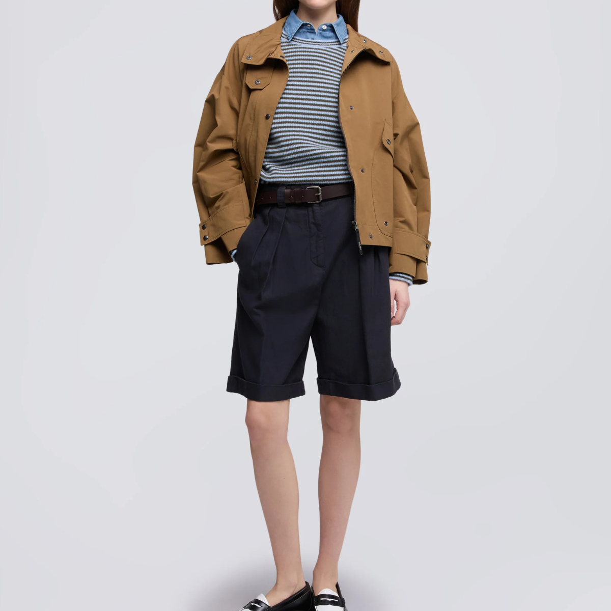 Aspesi Bermuda in Gabardina in Cotone e Lino Mod. 0210 Donna Navy
