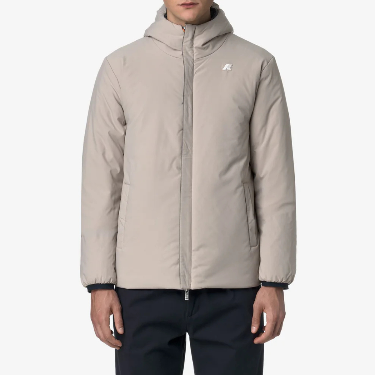 K-Way Giacca Antivento Reversibile Uomo Jack St Warm Double Blue Depth e Beige Cashmere