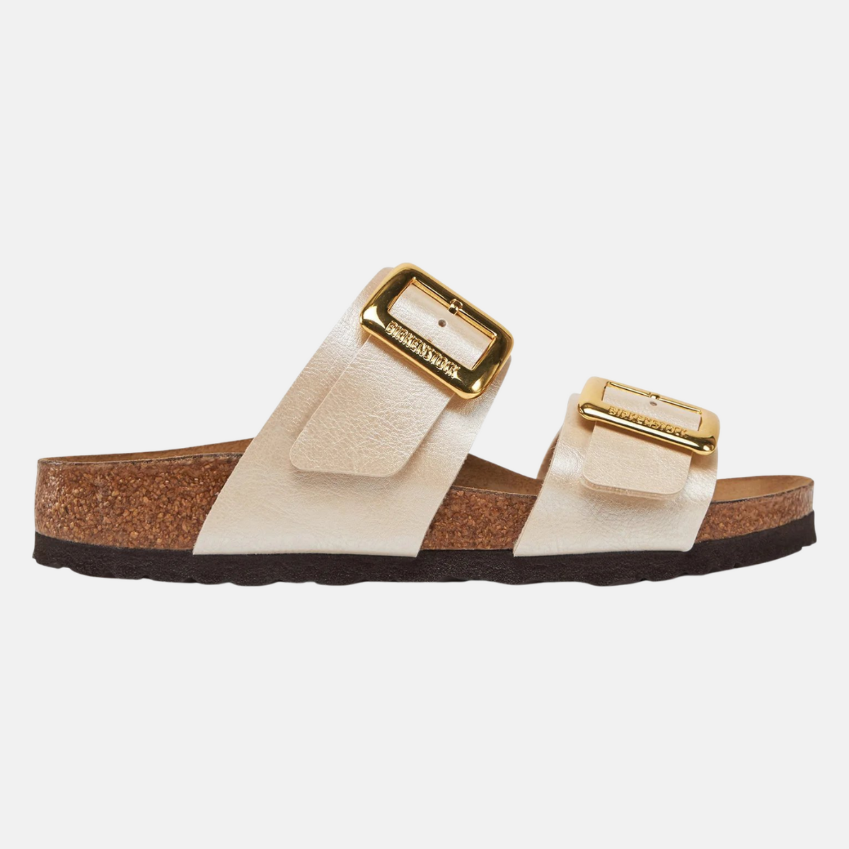 Birkenstock Sandalo Sydney Cushion Buckle in Pelle Donna Pearl White
