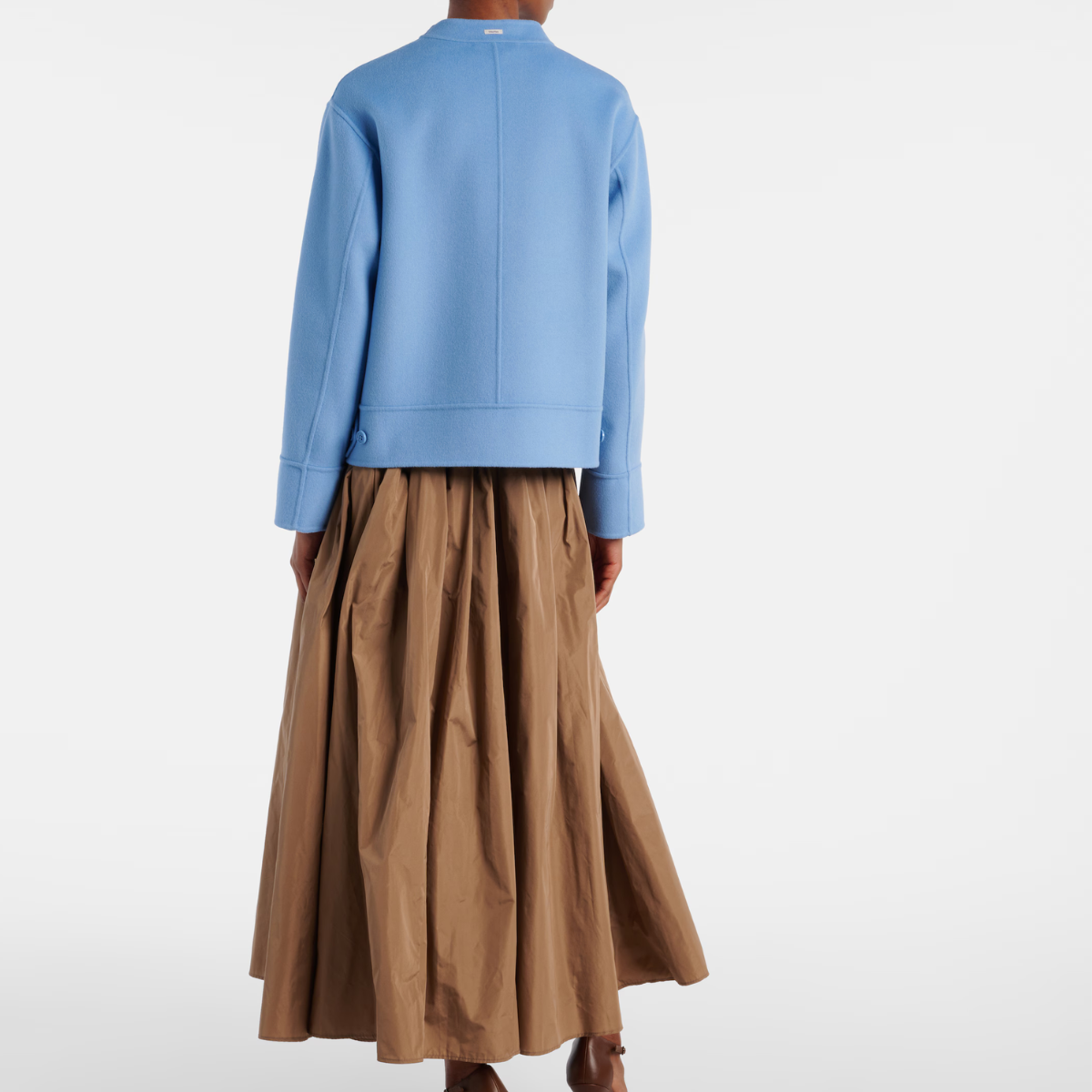 Max Mara Giacca Crop in Lana Donna Susanna Celeste