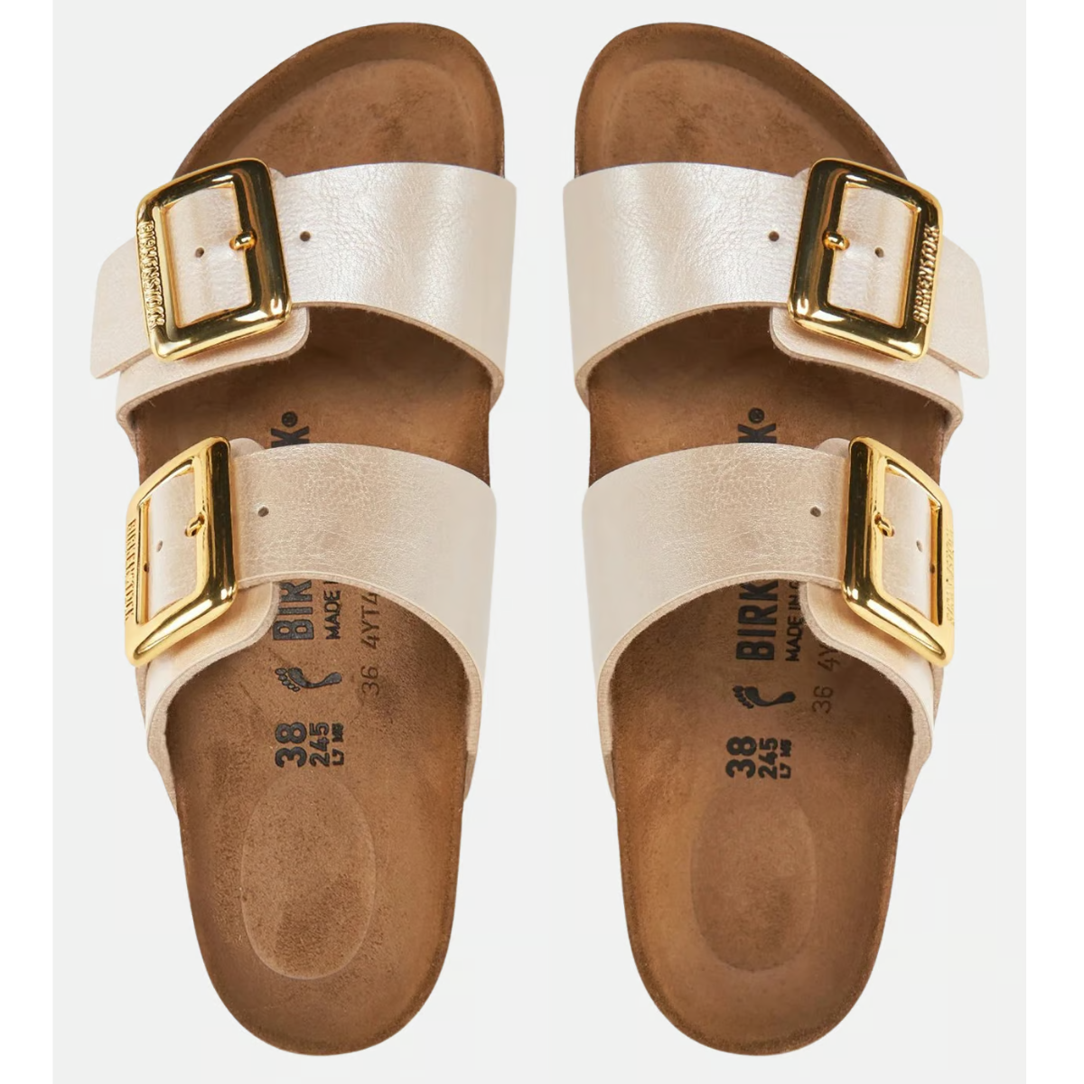 Birkenstock Sandalo Sydney Cushion Buckle in Pelle Donna Pearl White