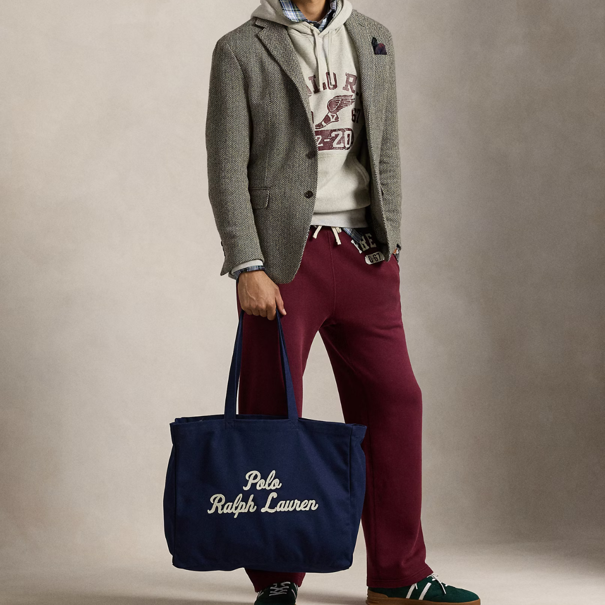 Polo Ralph Lauren Borsa in Tela Ricamata Unisex Tote Blu Navy Newport