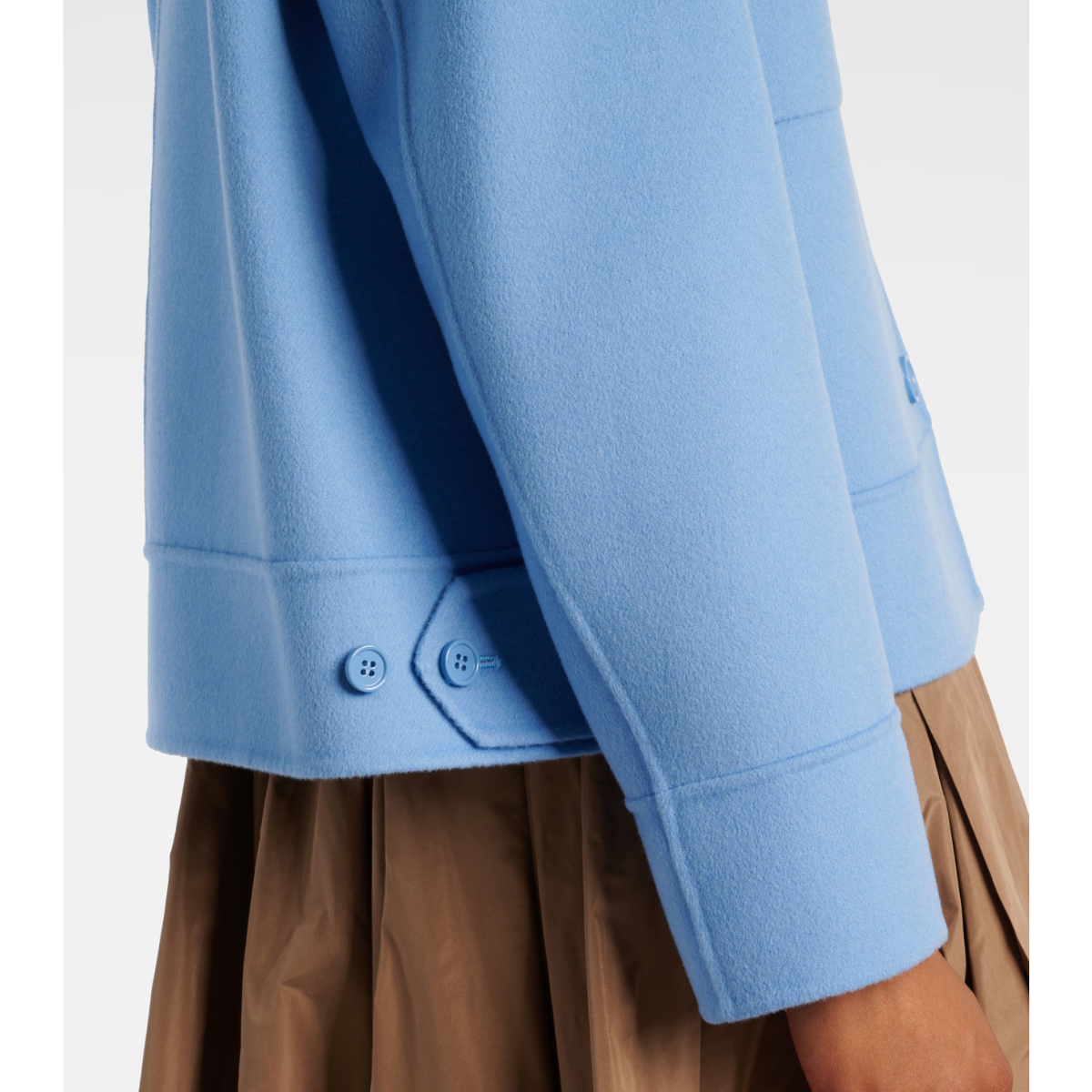 Max Mara Giacca Crop in Lana Donna Susanna Celeste